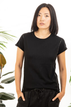 Paychi Guh | Baby Tee, Black, 100% Worsted Mongolian Cashmere