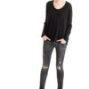 L/S Boxy Tee, Black, 100% Fine Worsted Cashmere | Paychi Guh