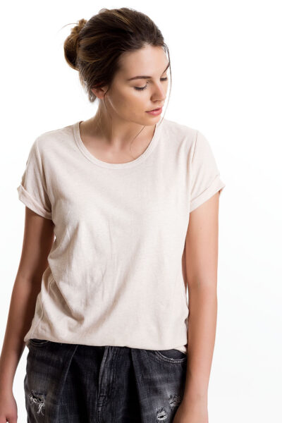 Baby Tee, Nude, 55% Linen 45% Cotton | Paychi Guh