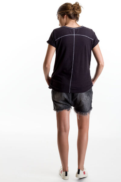 Baby Tee, Slate, 55% Linen 45% Cotton | Paychi Guh