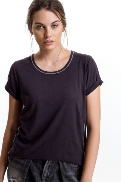 Baby Tee, Slate, 55% Linen 45% Cotton | Paychi Guh