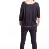 Three Quarter Sleeve Cuffed Tee, Slate, 55% Linen 45% Cotton | Paychi Guh