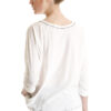Three Quarter Sleeve Cuffed Tee, White, 55% Linen 45% Cotton | Paychi Guh