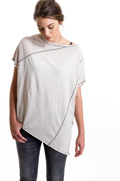 Popover Tee, Lt Grey, 55% Linen 45% Cotton | Paychi Guh