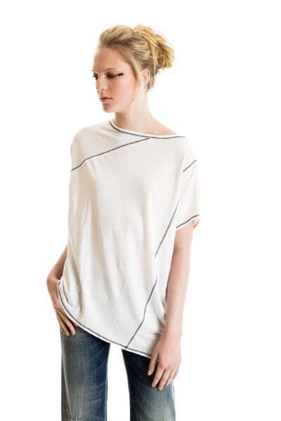 Popover Tee, White, 55% Linen 45% Cotton | Paychi Guh