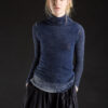 Printed Sheer Funnel, Faded Navy, 100% Worsted Cashmere | Paychi Guh