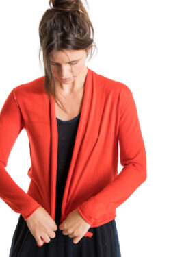 Little Cardigan, Flame, 100% Fine Worsted Cashmere | Paychi Guh