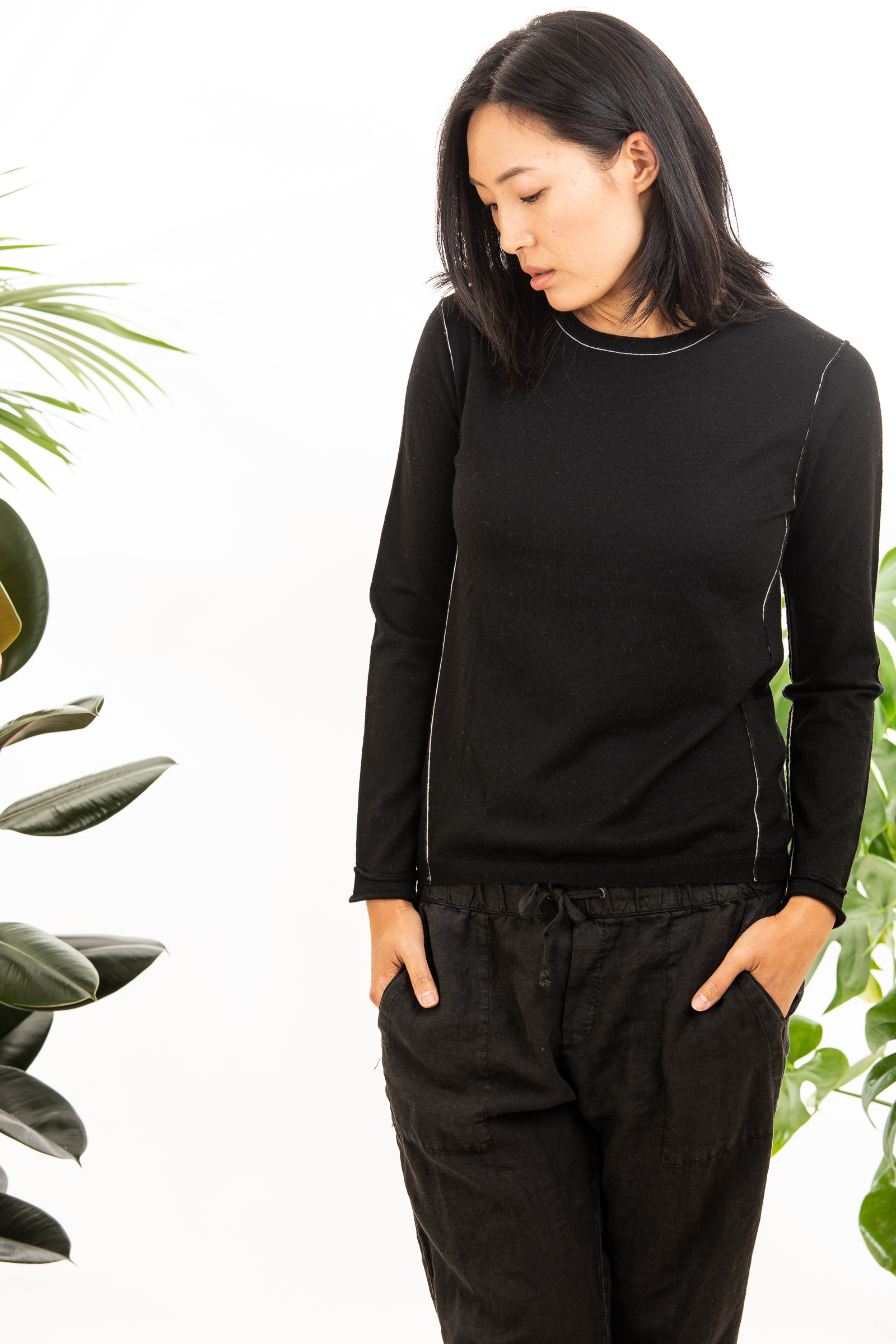 L/S Baby Tee | Worsted Cashmere | Black – Paychi Guh