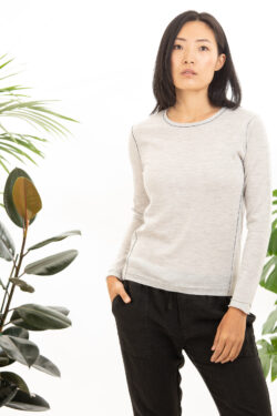 Paychi Guh | L/S Baby Tee, Dove Grey, 100% Worsted Cashmere