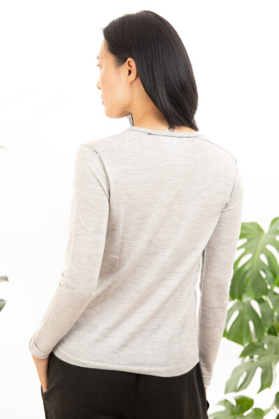 Paychi Guh | L/S Baby Tee, Dove Grey, 100% Worsted Cashmere