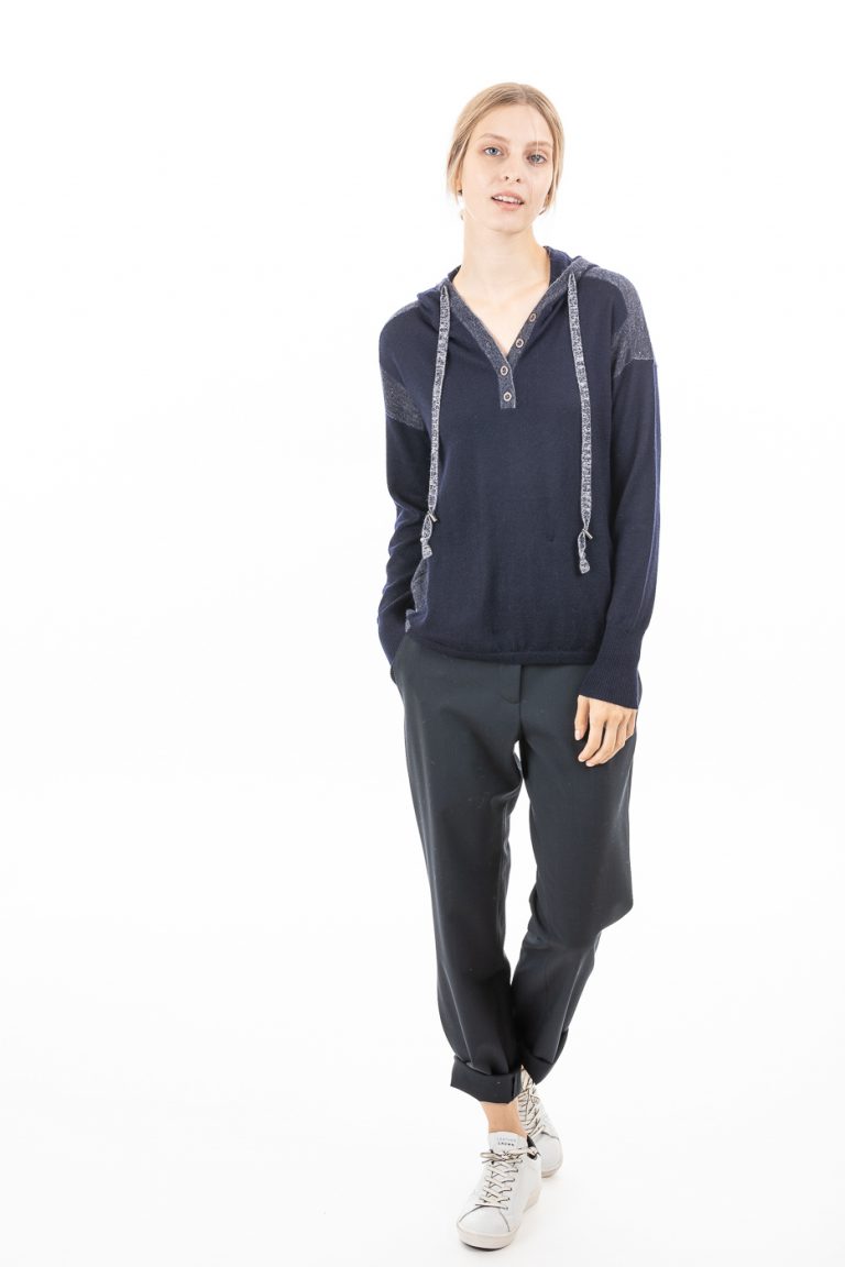 Hoodie | Superfine Worsted Cashmere | Navy/Ivory – 1 S/M left – Paychi Guh