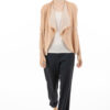 Paychi Guh | Drape Front Cardigan, Camel/Ivory, 100% Superfine Worsted Mongolian Cashmere