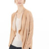 Paychi Guh | Drape Front Cardigan, Camel/Ivory, 100% Superfine Worsted Mongolian Cashmere