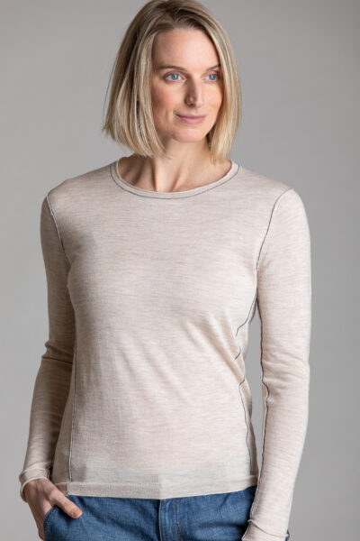 Paychi Guh | L/S Baby Tee, Barley, 100% Worsted Cashmere