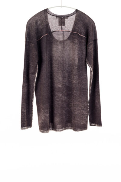Paychi Guh | Printed Scoop Tee, Espresso, Cashmere/Silk with Push-through Print