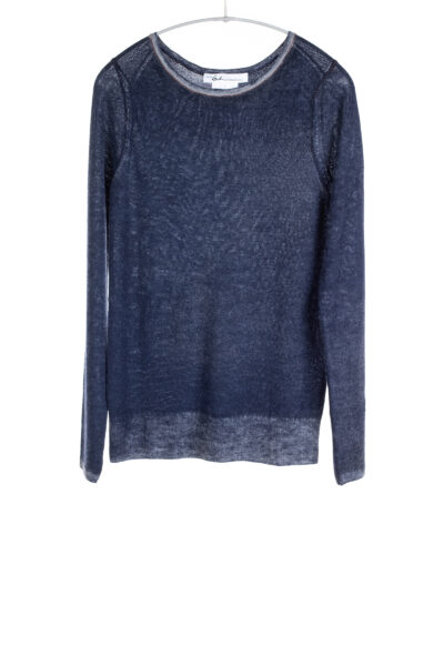 Paychi Guh | Printed Bateau, Deep Navy, 100% Worsted Mongolian Cashmere