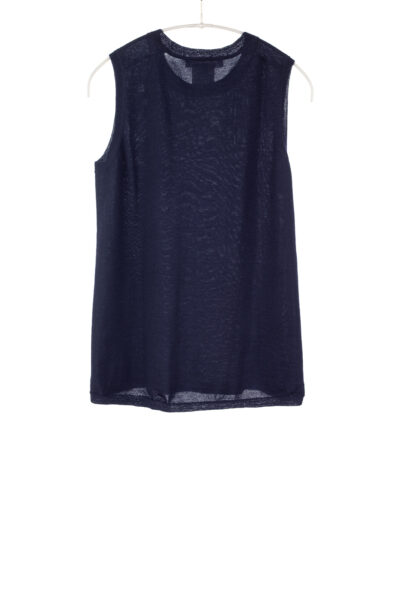 Paychi Guh | Crewneck Tank, Navy, 100% Worsted Mongolian Cashmere
