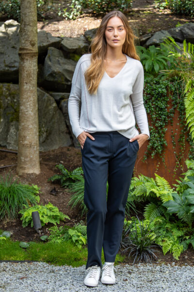 Paychi Guh | V-Neck Pullover, Stone, 100% Refined Cashmere