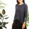 Paychi Guh | Two Tone Pullover, Navy/Petal, 100% Worsted Mongolian Cashmere