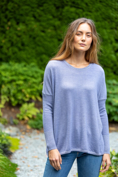 Paychi Guh | Two Tone Pullover, Purple Slate/Petal, 100% Worsted Mongolian Cashmere