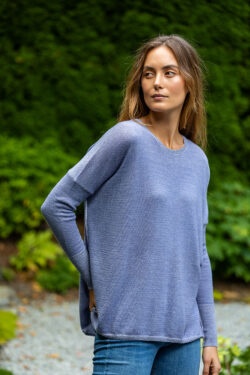 Paychi Guh | Two Tone Pullover, Purple Slate/Petal, 100% Worsted Mongolian Cashmere