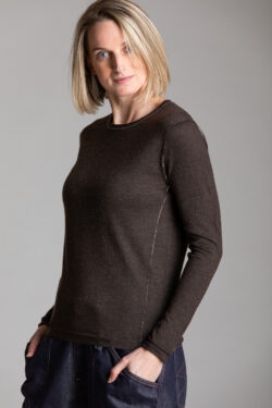 Paychi Guh | L/S Baby Tee, Espresso, 100% Worsted Cashmere