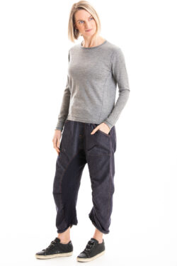 Paychi Guh | L/S Baby Tee, Med Heather Grey, 100% Worsted Cashmere
