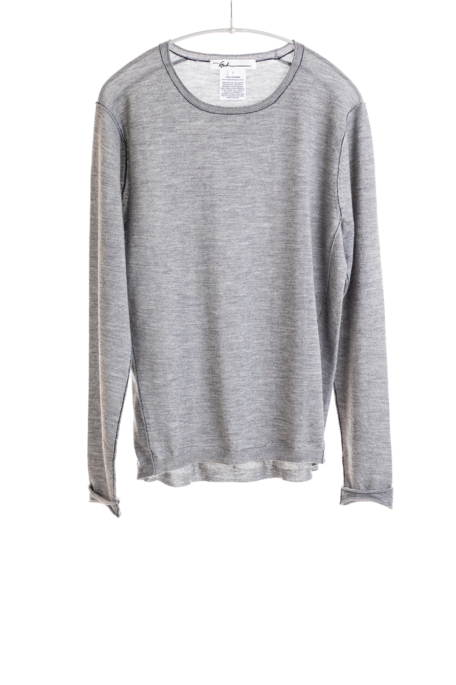 Paychi Guh | L/S Baby Tee, Med Heather Grey, 100% Worsted Cashmere Paychi Guh | L/S Baby Tee, Med Heather Grey, 100% Worsted Cashmere