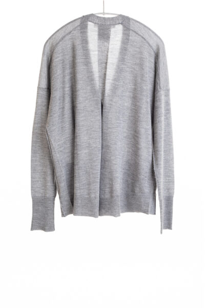 Paychi Guh | V-Neck Cardigan, Med Heather Grey, 100% Worsted Cashmere