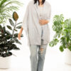 Paychi Guh | Button Wrap, Dove Grey, Superfine 70% Worsted Cashmere 30% Silk