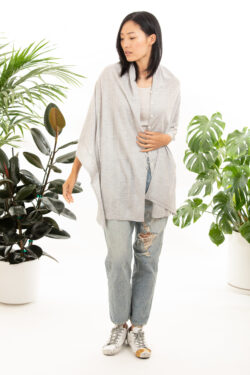 Paychi Guh | Button Wrap, Dove Grey, Superfine 70% Worsted Cashmere 30% Silk