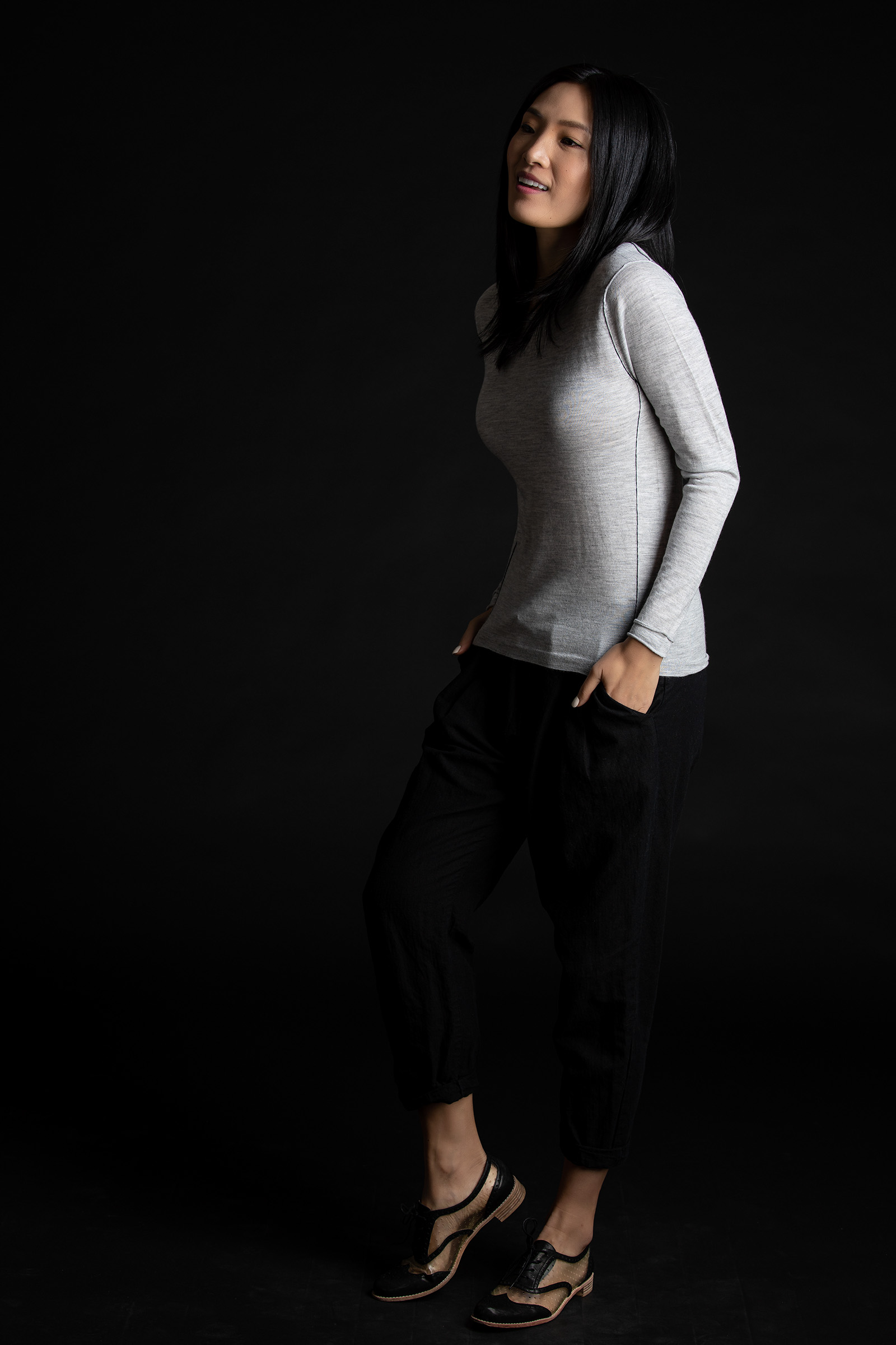 Paychi Guh | L/S Baby Tee, Pale H Grey, 100% Worsted Cashmere Paychi Guh | L/S Baby Tee, Pale H Grey, 100% Worsted Cashmere