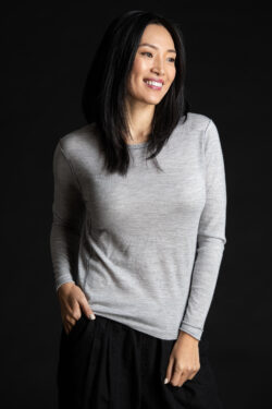 Paychi Guh | L/S Baby Tee, Pale H Grey, 100% Worsted Cashmere