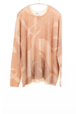 Paychi Guh | Printed Textured Crew, Dusty Rose, 100% Mongolian Cashmere