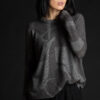 Paychi Guh | Printed Textured Crew, Shadow Grey, 100% Mongolian Cashmere