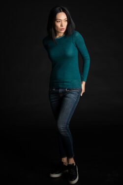 Paychi Guh | Printed Bateau, Teal, 100% Worsted Cashmere