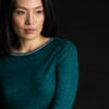 Paychi Guh | Printed Bateau, Teal, 100% Worsted Cashmere