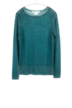 Paychi Guh | Printed Bateau, Teal, 100% Worsted Cashmere