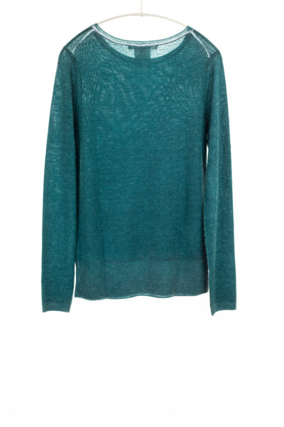 Paychi Guh | Printed Bateau, Teal, 100% Worsted Cashmere