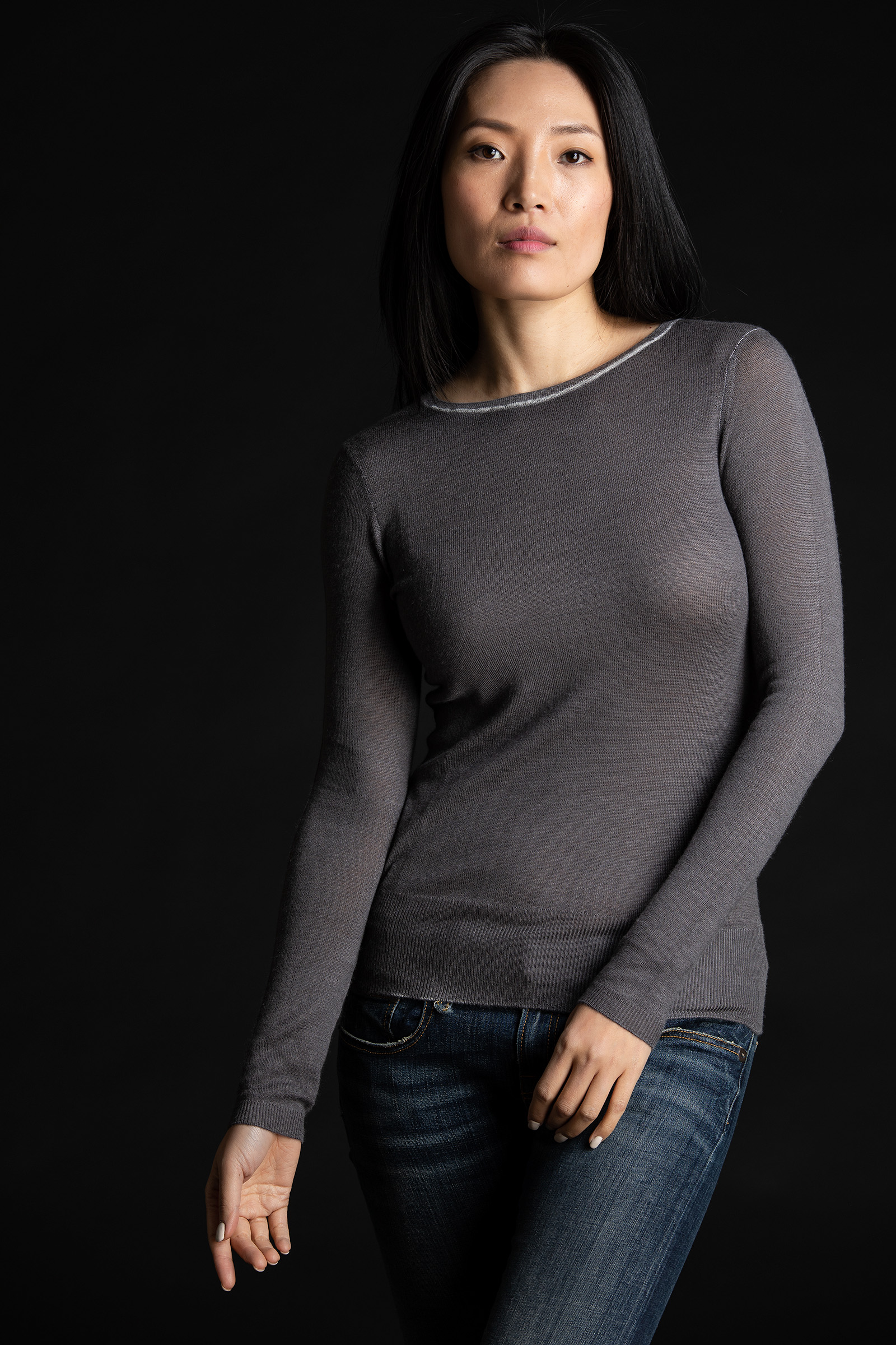 Paychi Guh | Printed Bateau, Thunder, 100% Worsted Cashmere Paychi Guh | Printed Bateau, Thunder, 100% Worsted Cashmere