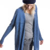 Paychi Guh | Lace Panel Cardigan, Denim Speckle, 100% Mongolian Cashmere