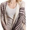 Paychi Guh | Mix Print Open Cardigan, Latte Multi, 100% Worsted Cashmere