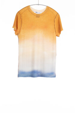 Paychi Guh | S/S Watercolor Crew, Gold/Blue, 100% Worsted Cashmere