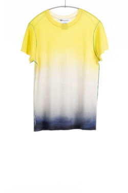 Paychi Guh | S/S Watercolor Crew, Neon/Navy, 100% Worsted Cashmere