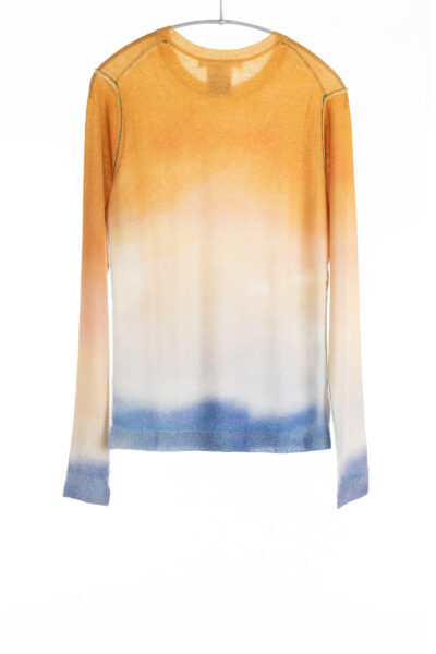 Paychi Guh | L/S Watercolor Crew, Gold/Blue, 100% Worsted Cashmere