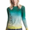 Paychi Guh | L/S Watercolor Crew, Green/Yellow, 100% Worsted Cashmere