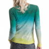 Paychi Guh | L/S Watercolor Crew, Green/Yellow, 100% Worsted Cashmere