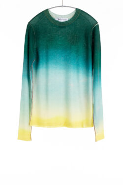 Paychi Guh | L/S Watercolor Crew, Green/Yellow, 100% Worsted Cashmere