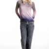 Paychi Guh | L/S Watercolor Crew, Grey/Purple, 100% Worsted Cashmere