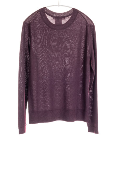 Paychi Guh | L/S Crew, Currant, 100% Worsted Mongolian Cashmere